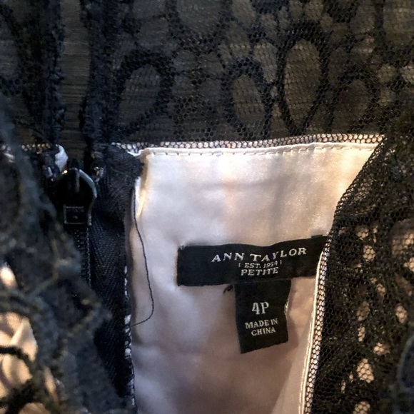 Ann Taylor Embroidered Lace Overlay Dress Black - Picture 3 of 5